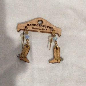 Handcrafted Wooden Boot Earrings